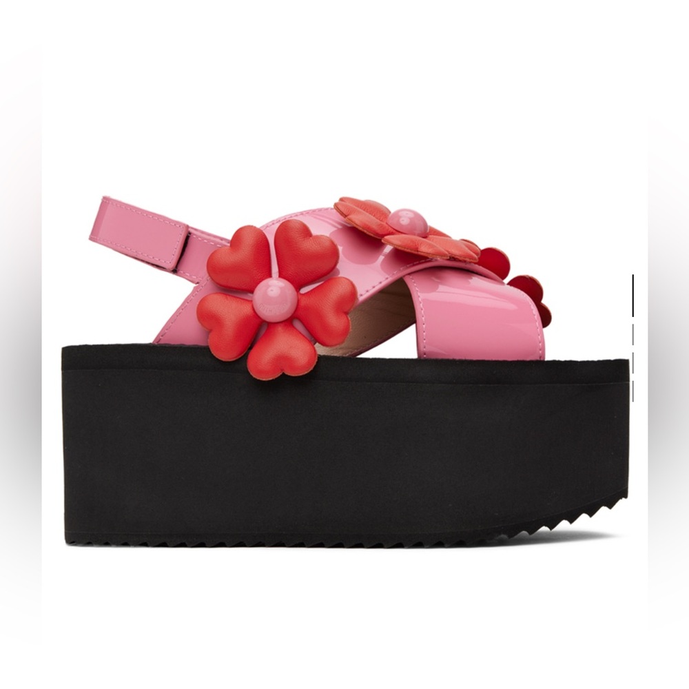 MOSCHINO
Pink & Red Heart Flower Wedge Sandals - Picture 5 of 14